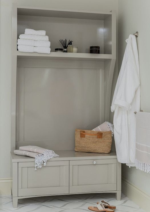 Compact Bathroom Storage Bench with Shelves