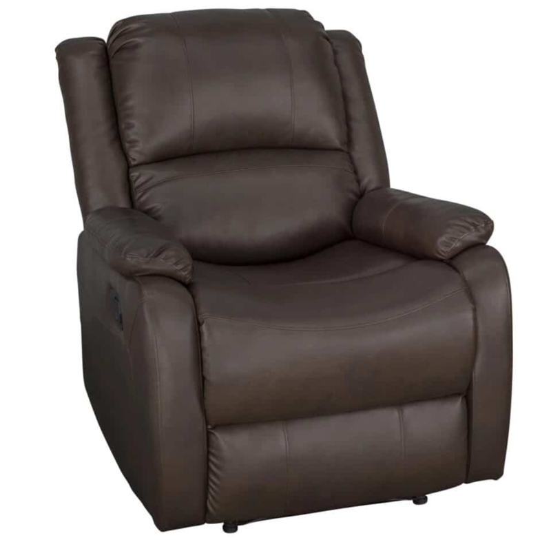 Compact Brown Leather Recliner for Small Spaces