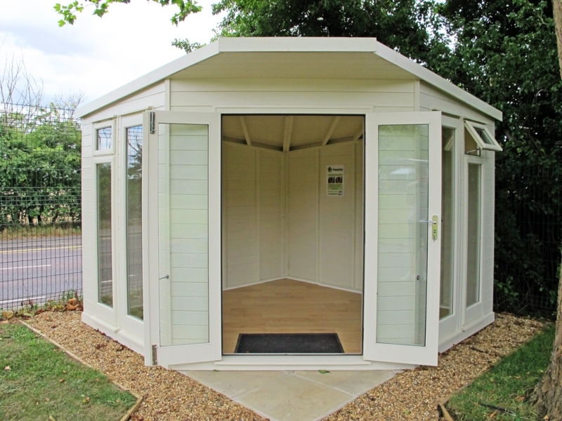 Contemporary Corner Shed with Pent Roof Design