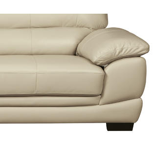 Contemporary Cream Leather Sofa with Plush Armrest