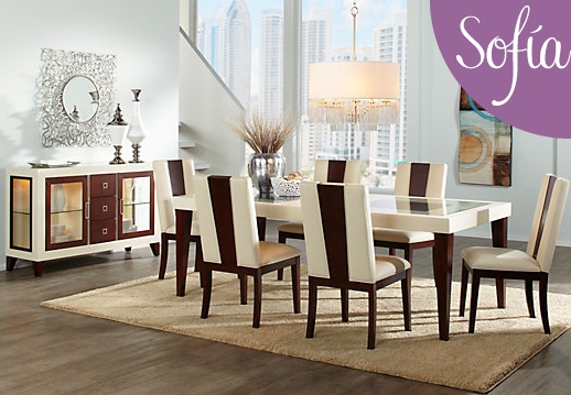 Contemporary Dining Room with Elegant Two-Tone Chairs