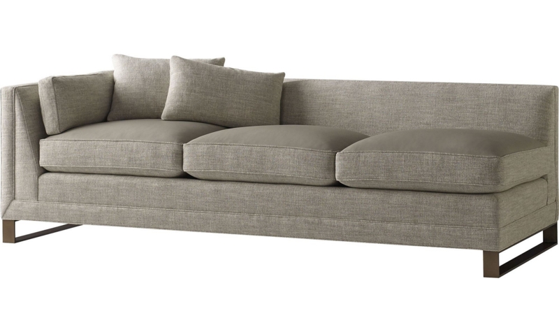 Contemporary Gray One-Arm Sofa with Cushions