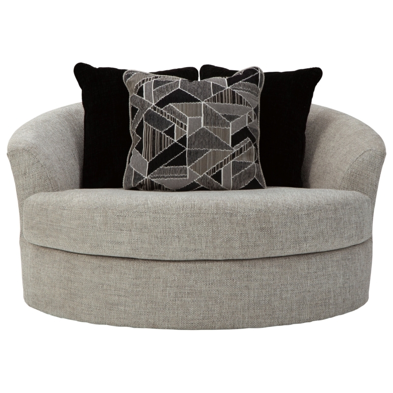 Contemporary Oversized Round Swivel Chair with Cushions