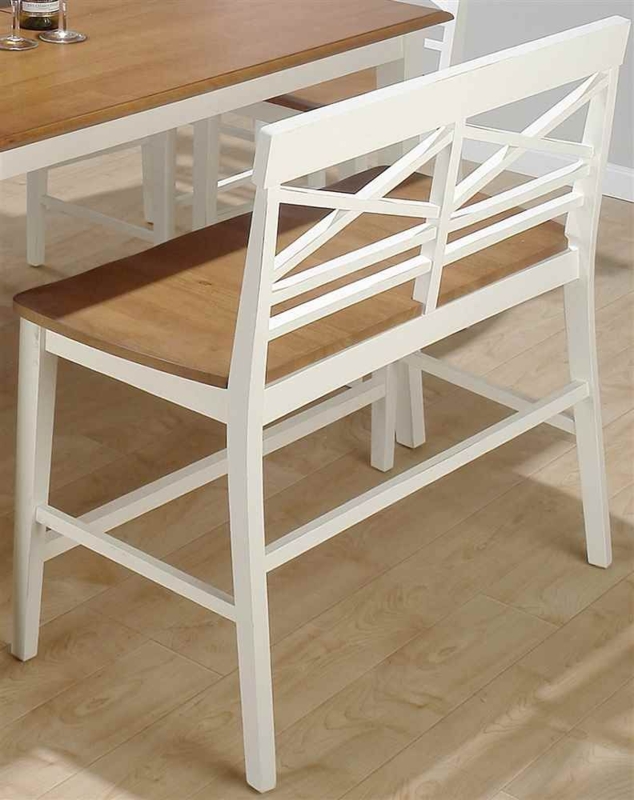Counter Height Wood X-Back Bench with Antique Two-Tone Finish