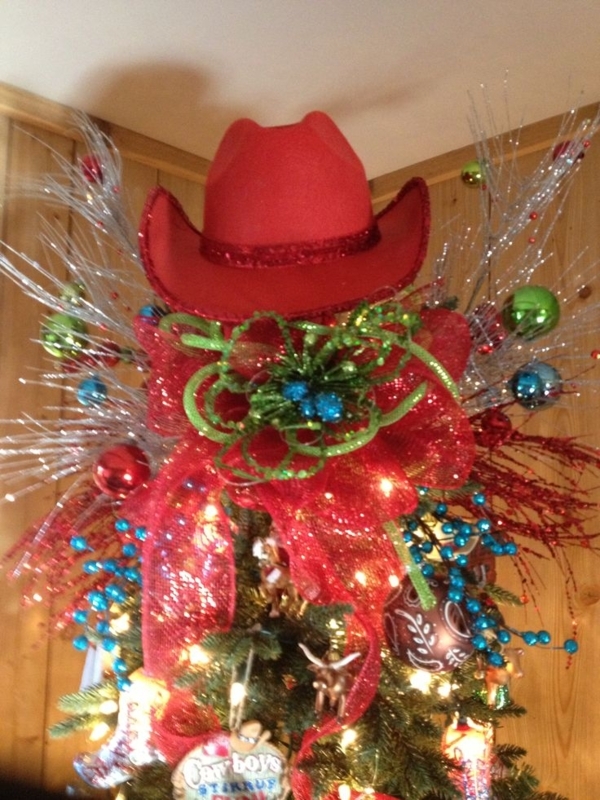 Cowboy Christmas Tree with Red Hat Topper