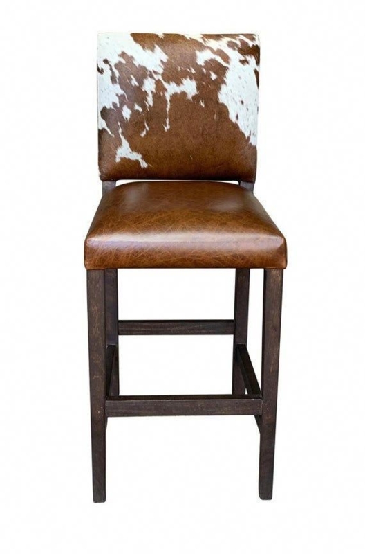 Cowhide Bar Stool with Back - Modern Furniture for Home Decor