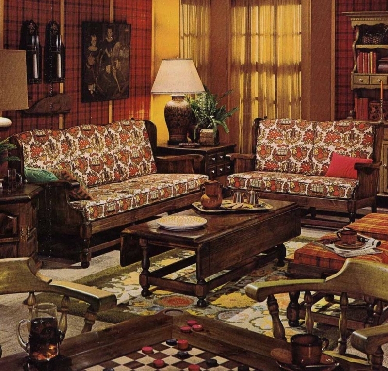 Cozy 1970s Mid Century Living Room Design