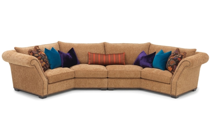 Cozy Beige Angled Sectional Sofa with Vibrant Pillows