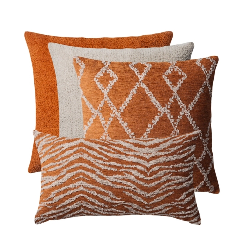 Cozy Burnt Orange Decorative Woven Throw Pillows