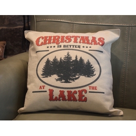 Cozy Lake-Themed Christmas Decorative Pillow