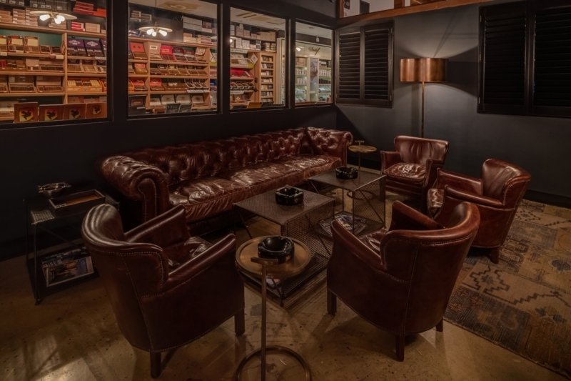 Cozy Leather Seating Area in Montecristo Cigar Bar