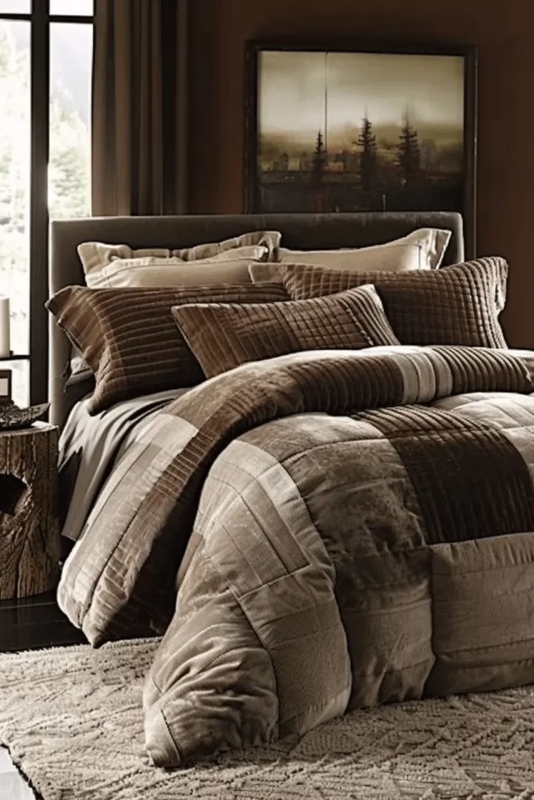 Cozy Luxury Masculine Brown Bedding Set Ideas