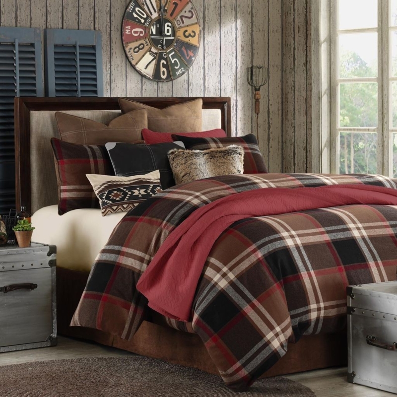 Cozy Masculine Plaid Bedding with Earth Tones