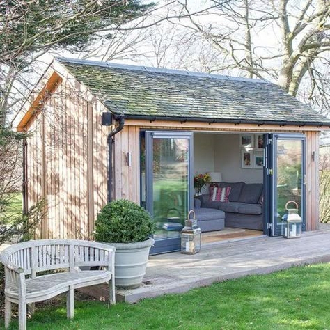Cozy Modern She Shed with Glass Doors