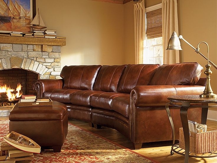 Cozy Rustic Brown Leather Sectional Sofa Living Room