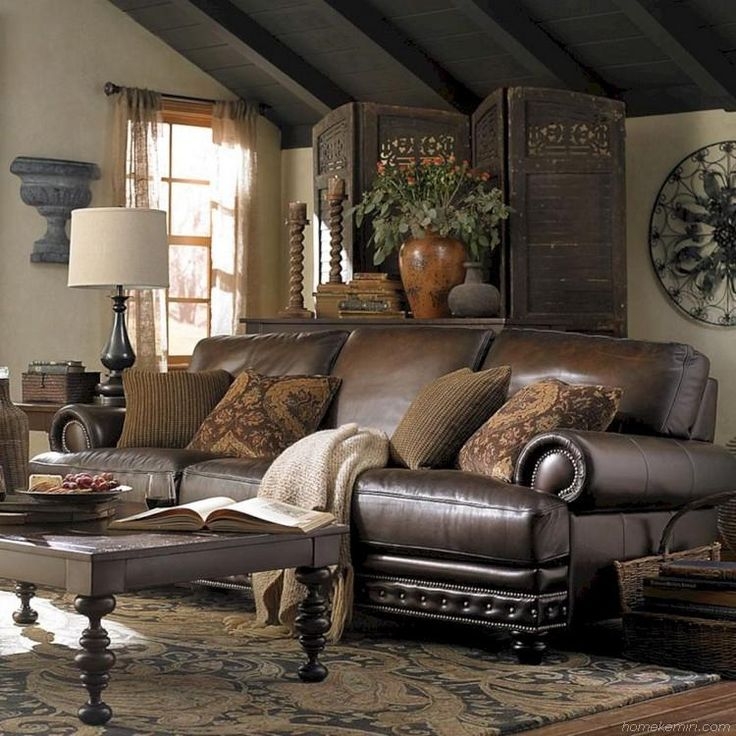 Cozy Rustic Leather Living Room Furniture Ideas