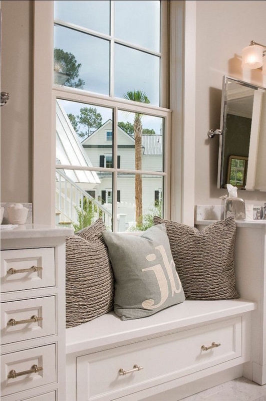 Cozy Window Bench with Bathroom Storage Drawers