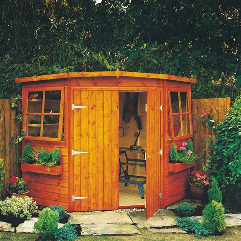 Cozy Wooden Corner Garden Shed with Windows