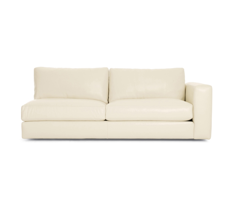Cream Leather Reid One-Arm Sofa Right