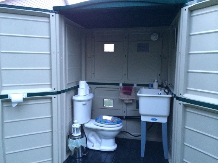 Creative Outdoor Bathroom in Plastic Garden Shed