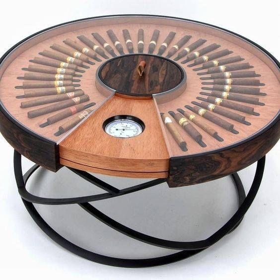Custom Circular Cigar Humidor Table for Man Cave