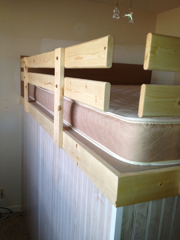 Custom DIY Wooden Bunk Bed with Safety Rail