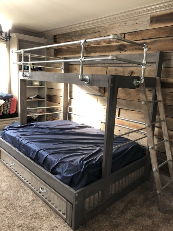Custom Industrial Pipe Loft Bunk Bed Design