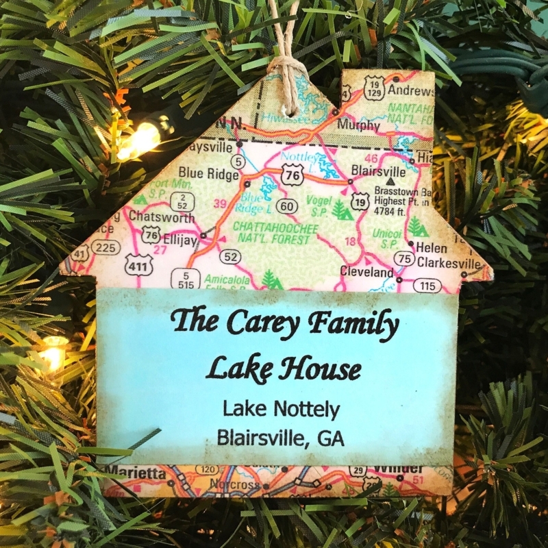 Custom Lake House Map Ornament for Holidays