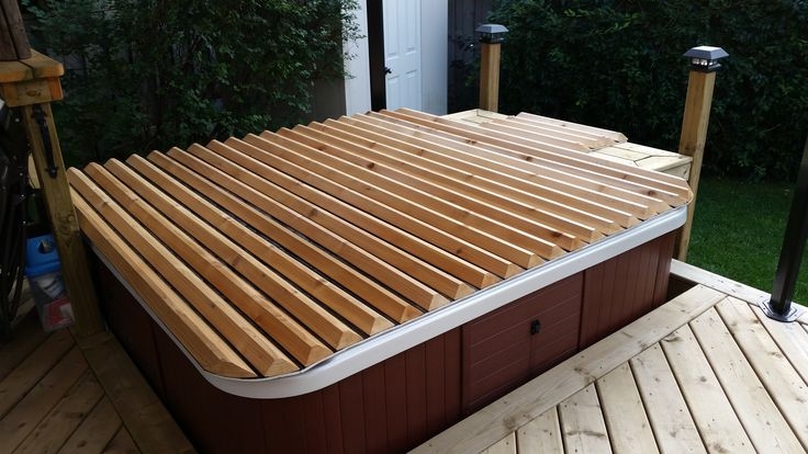 Custom Roll-Up Wooden Hot Tub Cover for Decks