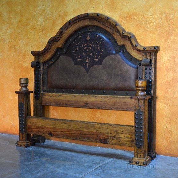 Custom Rustic Spanish Headboard with Leather Detail