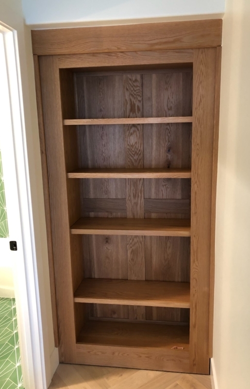 Custom White Oak Built-In Bookshelf with Shelves