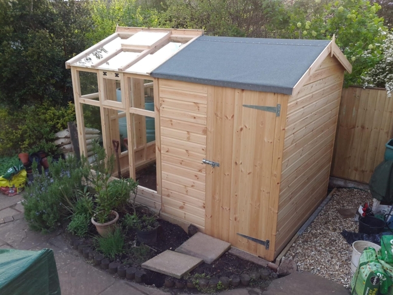 Custom Wooden Greenhouse and Storage Shed Combo