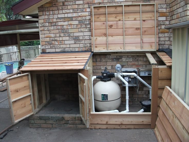 Custom Wooden Pool Equipment Enclosure Design