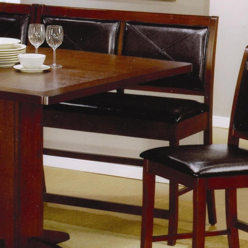 Dark Brown Faux Leather Counter Height Dining Bench