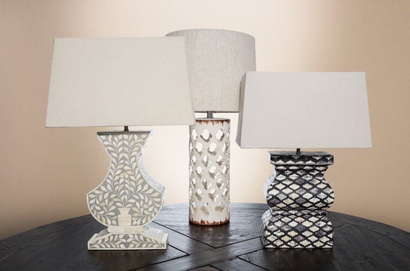 Decorative Table Lamps with Patterned Bases