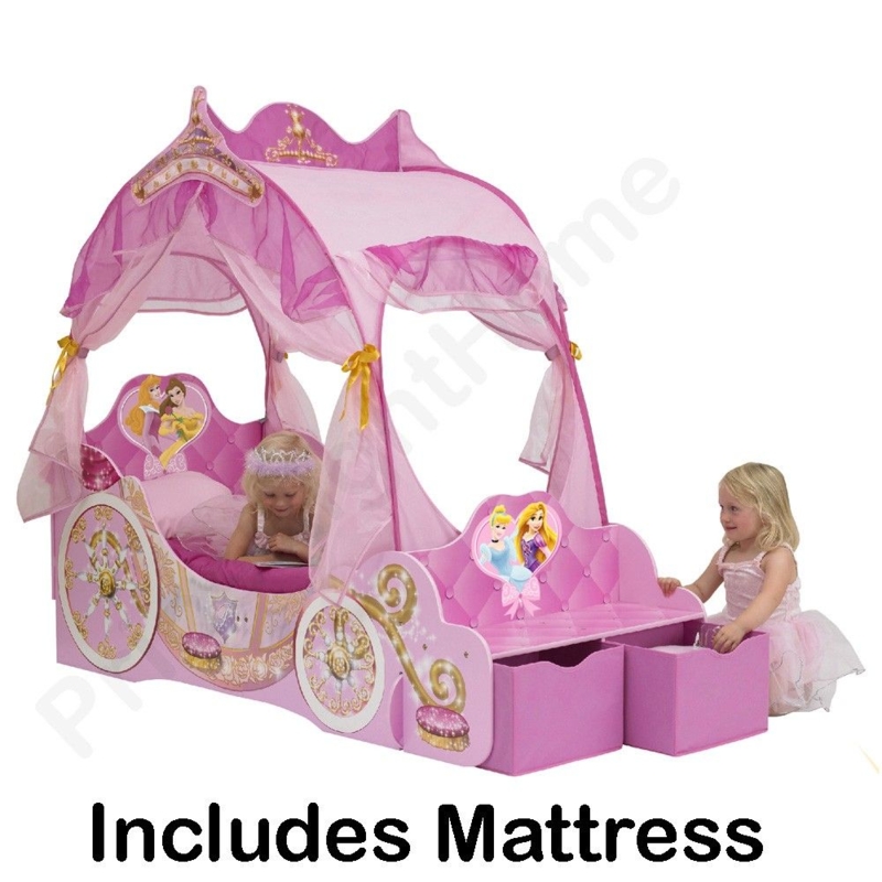 Disney Princess Pink Carriage Toddler Bed with Storage