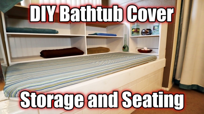 DIY Bathtub Cover with Storage and Seating