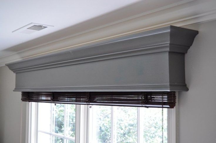 DIY Gray Window Cornice with Classic Molding