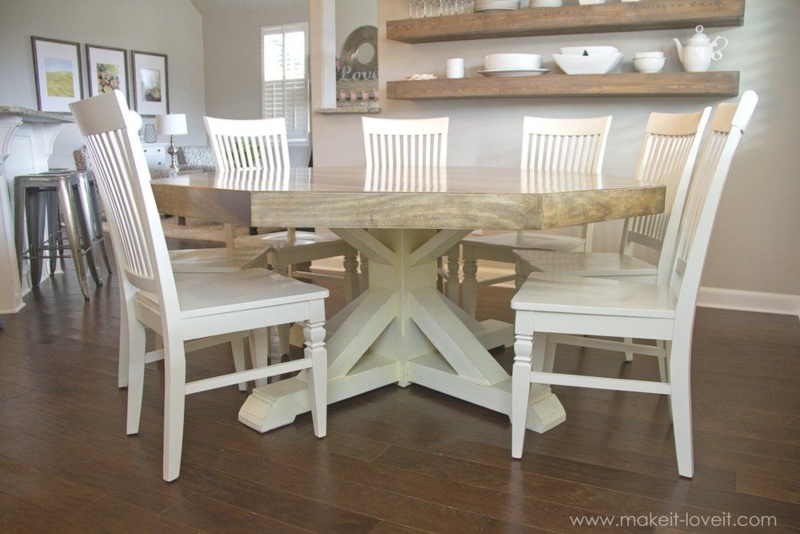 DIY Octagon Farmhouse Dining Table Seating Eight
