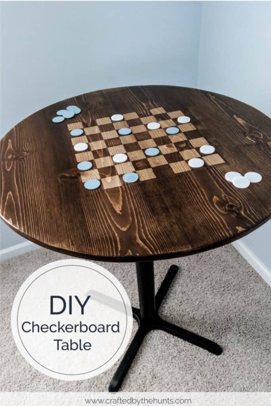 DIY Wooden Checkerboard Table with Stain Finish