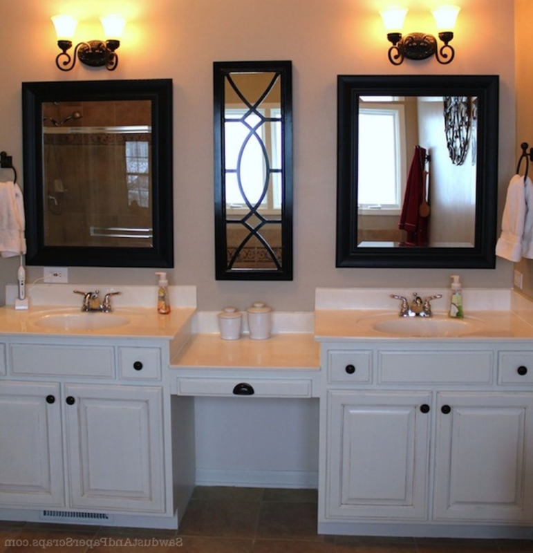 Double Bathroom Vanity with Built-in Makeup Area