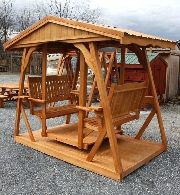 double glider swing sided wooden with canopy table (With images ...