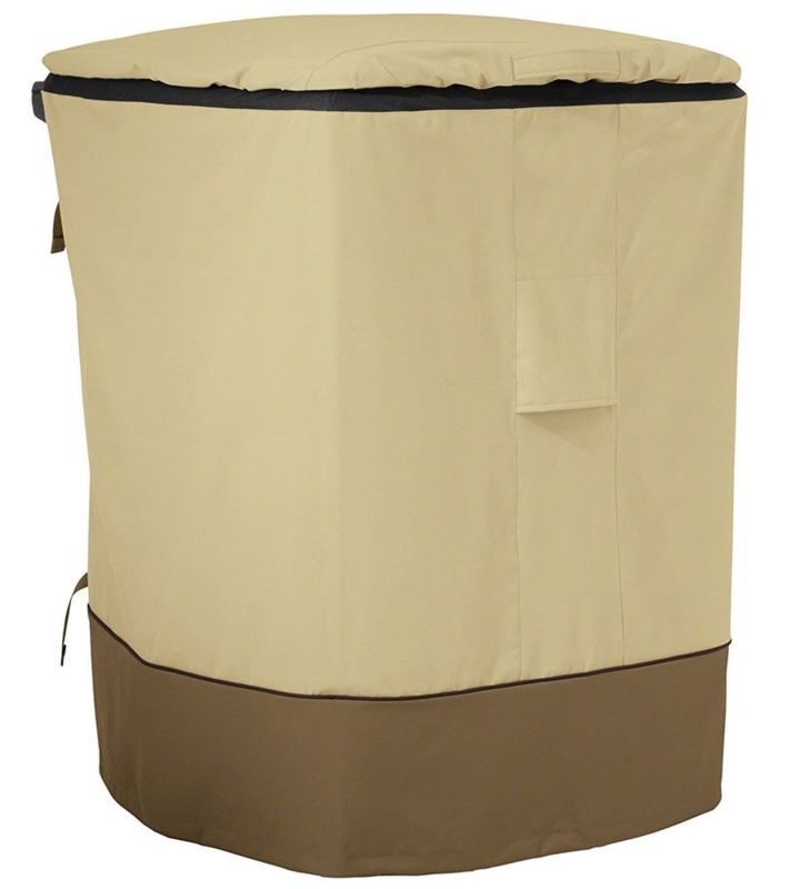 Durable Beige Outdoor Trash Can Cover with Weather Protection