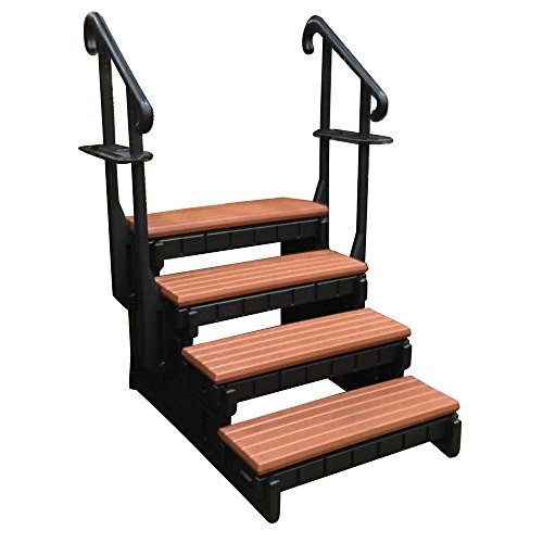 Durable Four-Step Hot Tub Stairs with Safety Handrails