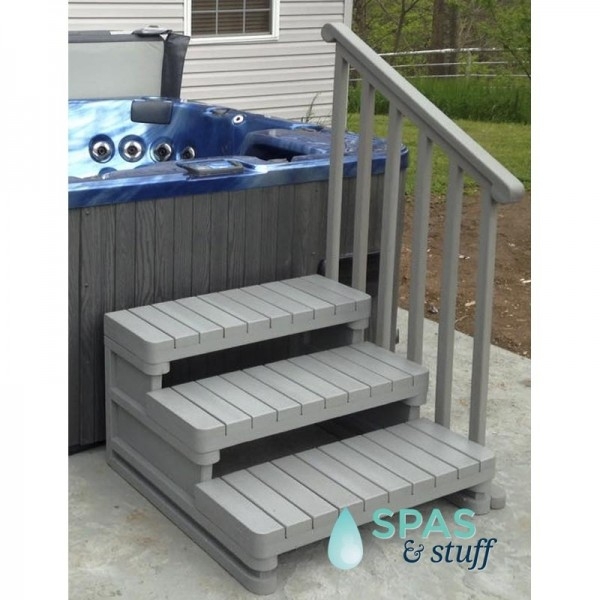 Durable Gray 3-Step Spa Access Stairs with Handrail