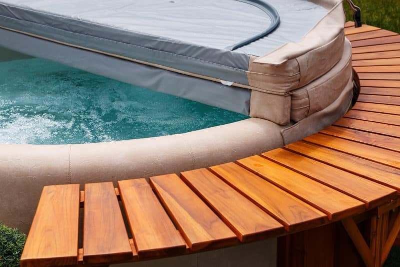 Durable Hot Tub Cover on Wooden Decking