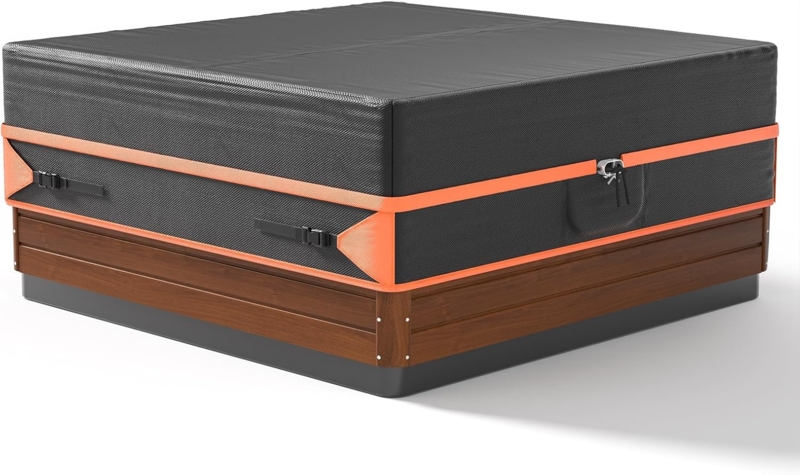 Durable Hot Tub Cover with Secure Orange Straps