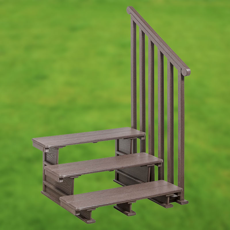 Durable Hybrid Outdoor Tread Steps with Handrail
