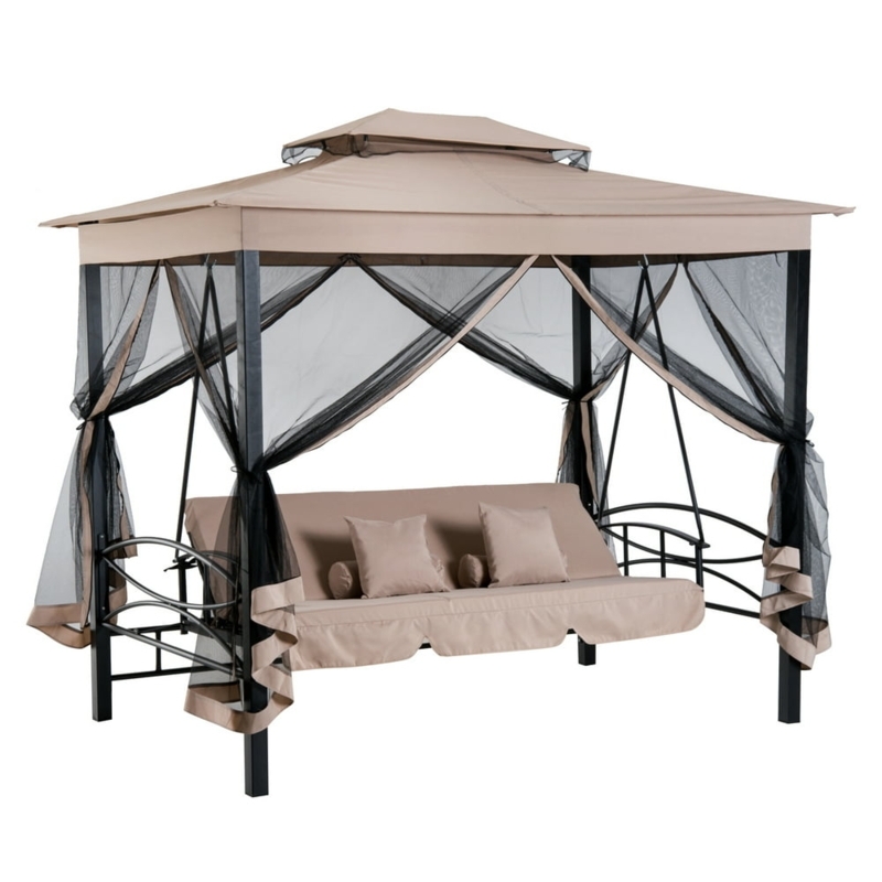 Elegant 3-Person Outdoor Patio Daybed with Canopy