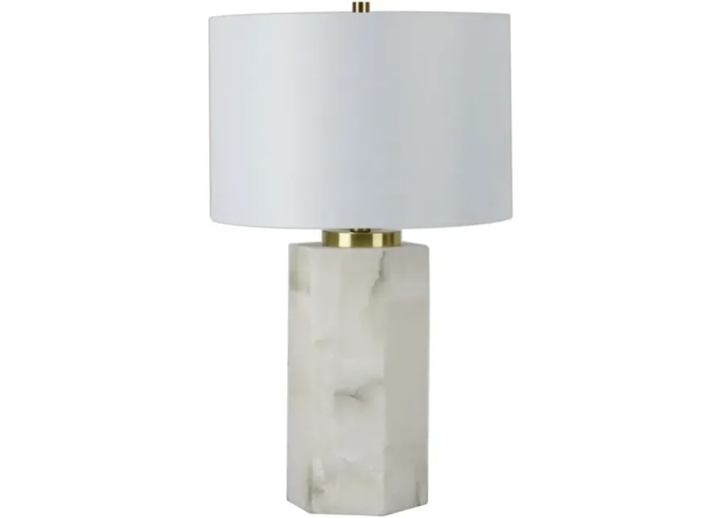 Elegant Alabaster Table Lamp with Cream Shade